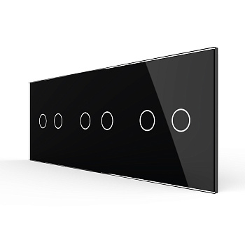 Панель для трех двухклавишных выключателей черная Livolo