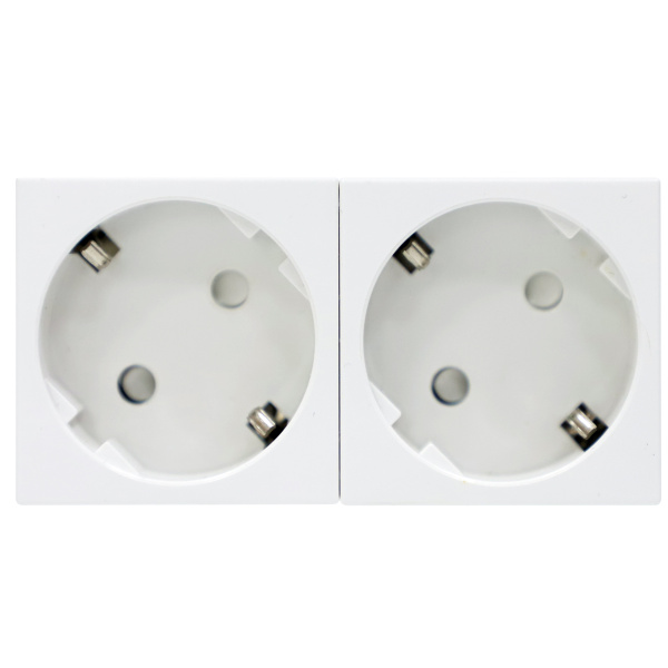 Donel Розетка 2х2К+З нем.ст., 45 гр., с з/ш, бел. (90х45мм), серия (тип) DF6