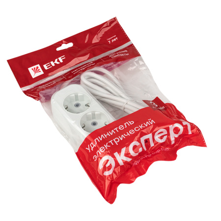 Удлинитель "Эксперт" 3 гнезда 2 метра 16А/3,5кВт с заземлением ПВС 3х1 PROxima EKF