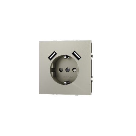 Розетка встраиваемая Voltum S70 с заземлением и защитными шторками, 16А, с USB, A+A, (шелк)