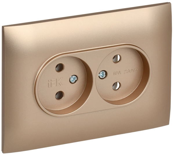 SKANDY Розетка 2-местная без заземления без защитных шторок для плоской вилки 10А SK-R03Sa песочный IEK SKANDY Розетка 2-местная без заземления без защитных шторок для плоской вилки 10А SK-R03Sa песочный IEK