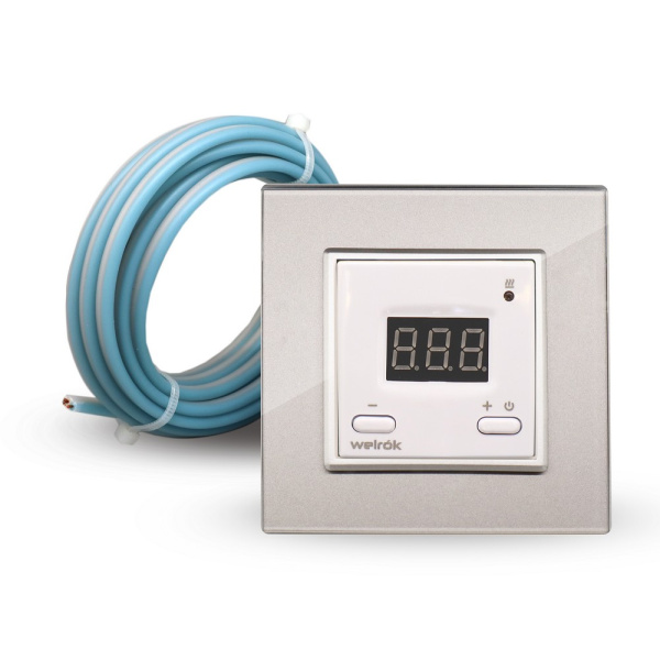 Терморегулятор Welrok ST для рамки LIVOLO с электронным управлением, датчик пола 3 м, цвет белый с серой рамкой Терморегулятор Welrok ST для рамки LIVOLO с электронным управлением, датчик пола 3 м, цвет белый с серой рамкой