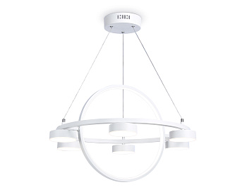 Светильник светодиодный подвесной с пультом FL51772/2+6 WH белый 3000K/4200K/6400K 58W D600/380*1200 (ПДУ ИК) Ambrella Light