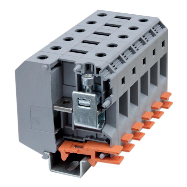 Клемма проходная, винтовой зажим, 2 точки подключения, 50 кв.мм, серая DKC