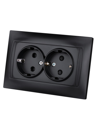 Розетка двойная 2П+З 16А 250В с защ. шт. графит "Лама" TDM