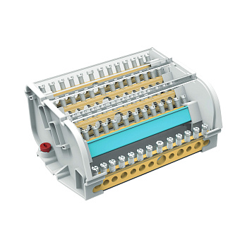 Блок распределительный на DIN рейку 5р 160А, 8х7мм 2х8мм 2х9мм 1х12мм DKC