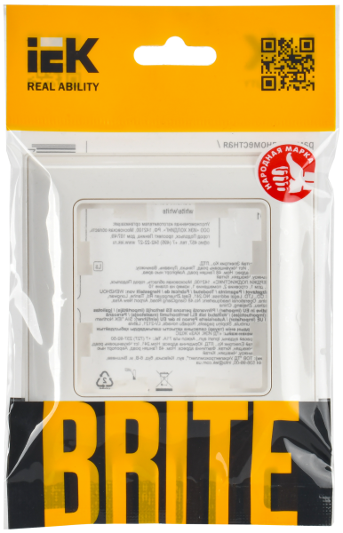 BRITE Рамка 1-мест. РУ-1-Бр бел./бел. IEK