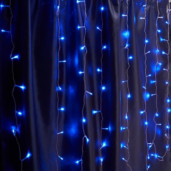 Св/д гирлянда Feron CL20 занавес, статичная, 2*2м + 3м 230V синий, прозр.шнур