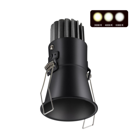 Встр.св/д св-к с перекл.цвет.темп.IP20 LED 3000К/4000К/6000К 7W 220V черный LANG NOVOTECH