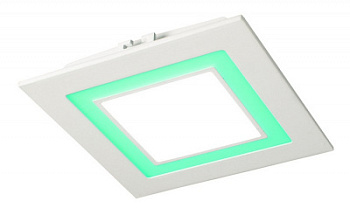 Светильник встраиваемый с зеленой подсветкой 12W/4W квадрат