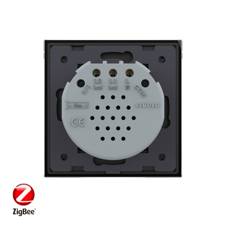 Сенсорный выключатель ZigBee (Wi-Fi) 2 клавиши 1 пост Черный Livolo