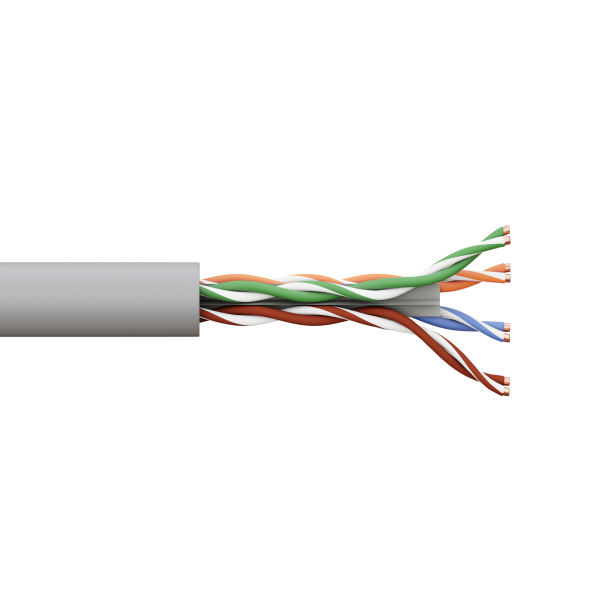 Кабель витая пара TERACOM PRO Cat,6 U/UTP 4 пары solid 23AWG оболочка LSZH нг(А)-HF цвет серый (упак, 305м) EKF