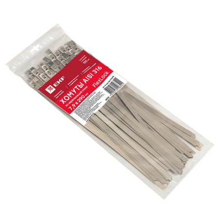 Хомут AISI 316 из нержавеющей стали, 7,9x290 (100 шт) FlexLock PROxima EKF