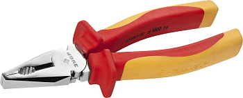 Плоскогубцы "ПРОФИЭЛЕКТРИК", диэлектрические комбинированные, двухкомп маслобензостойкая рукоятка, до ~1000В, 180мм, Профессионал 22145-1-18 ЗУБР