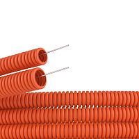 Труба ПНД гибкая гофр. д.32мм, тяжёлая с протяжкой, 25м, цвет оранжевый DKC