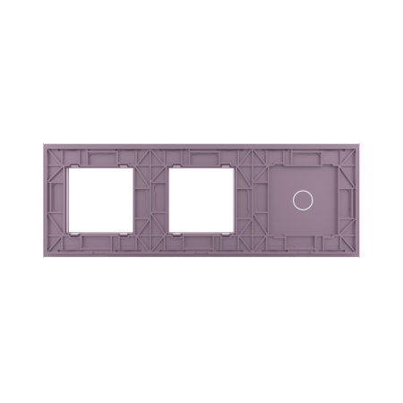 Панель для сенсорного выключателя и двух розеток, 1 клавиша, цвет розовый, стекло Livolo