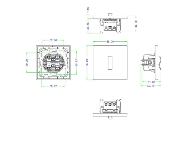 Donel N96 Переключатель перекрестный (с 3-х мест) на 1 тумблер, клавиша Angle, 10AX 250V, Бронза, серия DT