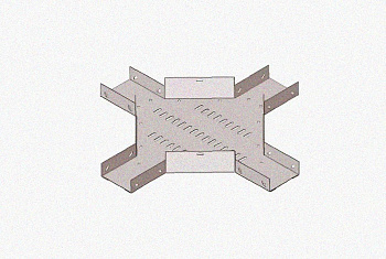 Лоток крестообразный замковый глухой КМЗГ 300х100 УТ1,5, горячее цинкование, S1,5