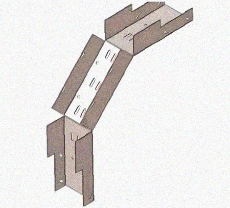 Лоток замковый перфорированный КСЗ 80х80-90 УТ1,5 для поворота трассы вниз на 90, горячее цинкование, S1,5