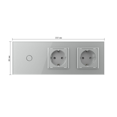 Сенсорный выключатель комбинированный на 1 линию 2 розетки 3 модуля Серый Livolo