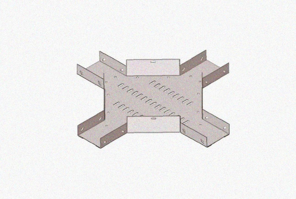 Лоток крестообразный замковый глухой КМЗГ 300х100 УТ1,5, горячее цинкование, S1,5