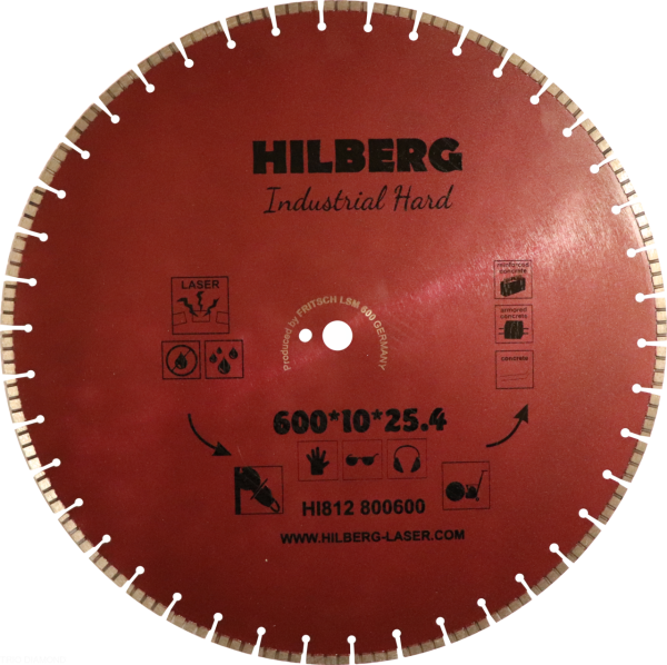Диск алмазный отрезной 600*25,4*12 Industrial Hard HI812 Hilberg