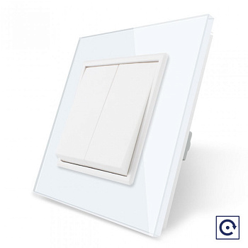 Механический выключатель звонкового типа 2 клавиши Белый Livolo