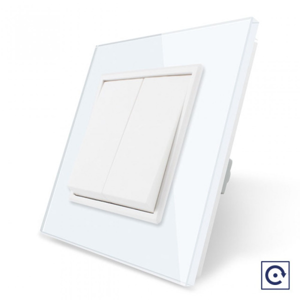 Механический выключатель звонкового типа 2 клавиши Белый Livolo