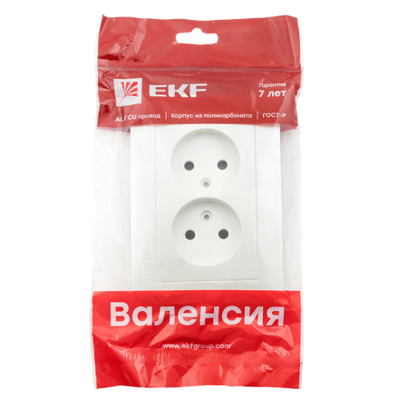 Валенсия Лицевая панель розетка 2-местной б/з 10А жемчуг с защ, штор, EKF