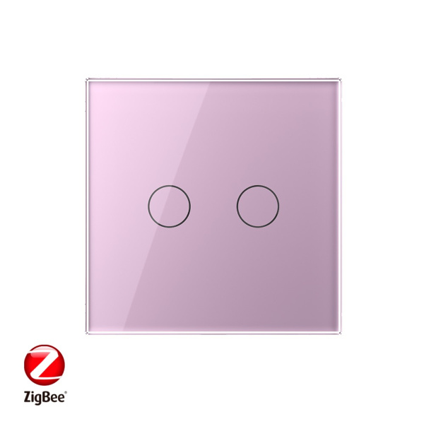 Сенсорный выключатель ZigBee (Wi-Fi) 2 клавиши 1 пост Розовый Livolo