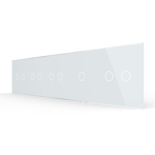 Панель для пяти сенсорных выключателей, 9 клавиш (2+2+2+1+2), цвет белый, стекло Livolo