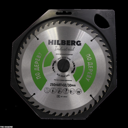Диск пильный Industrial Дерево 250*32/30*48Т HW254 Hilberg
