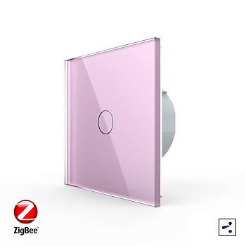 Сенсорный проходной выключатель ZigBee (Wi-Fi) 1 клавиша 1 пост Розовый Livolo