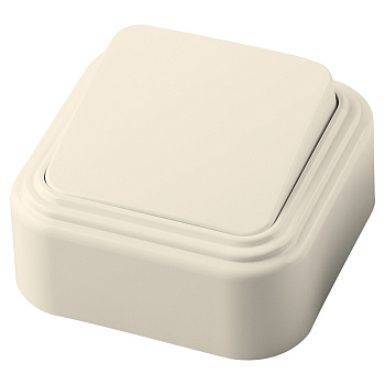 Выключатель STEKKER PSW06-21-20 одноклавишный открытой установки, 250В, 6А, IP20, слоновая кость (VA1 6-131-БЖ)