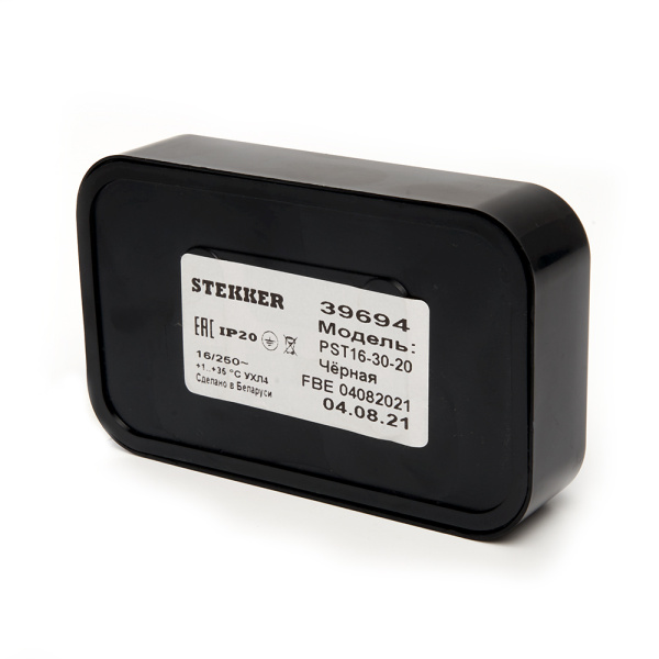 Розетка 2-местная б/з STEKKER, PST16-30-20 (RA 16-237-Ч), пластик АВС, 250В, 16А, IP20, черный Розетка 2-местная б/з STEKKER, PST16-30-20 (RA 16-237-Ч), пластик АВС, 250В, 16А, IP20, черный