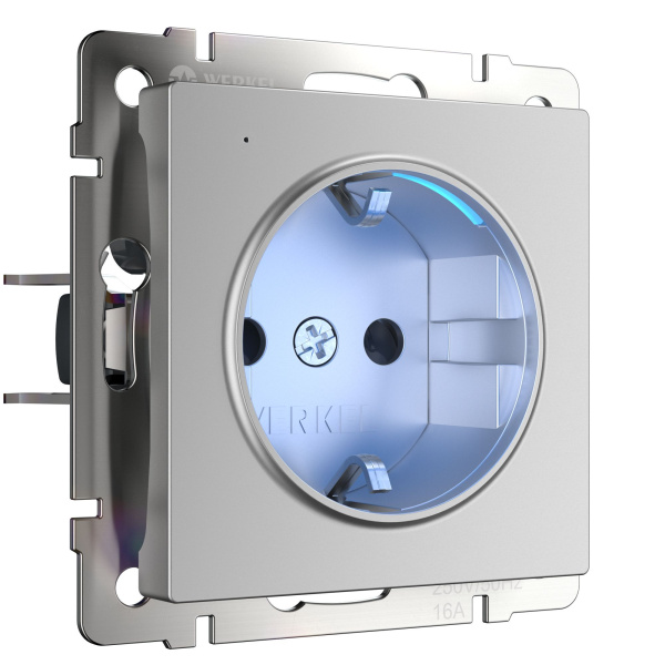 Розетка с подсветкой (серебряный) СУ IP20 Werkel Розетка с подсветкой (серебряный) СУ IP20 Werkel