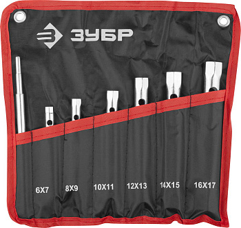 Набор "Мастер": Ключи торцовые, трубчатые двухсторонние, 6-17мм, с воротком, 7шт ЗУБР