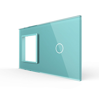 Панель для розетки и сенсорного выключателя, 1 клавиша, цвет зеленый, стекло Livolo