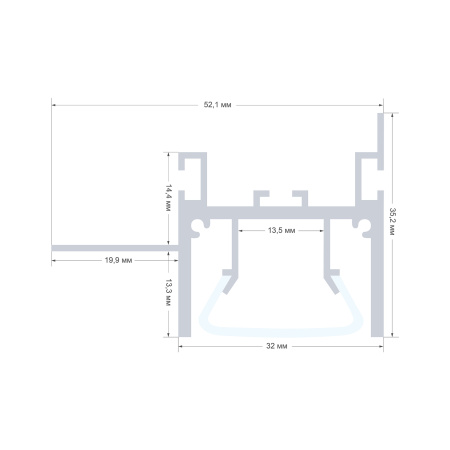 08-55 Профиль алюминиевый для натяжного потолка под светодиодн. ленту (крепление к стене), 52.1х35.2 мм, 2 м APEYRON