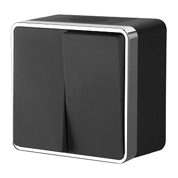 Выключатель двухклавишный влагозащищенный (черный/хром) Gallant A ОУ IP44 Werkel