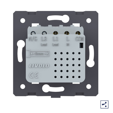 Одноклавишный проходной сенсорный выключатель Module, цвет серый (механизм) Livolo