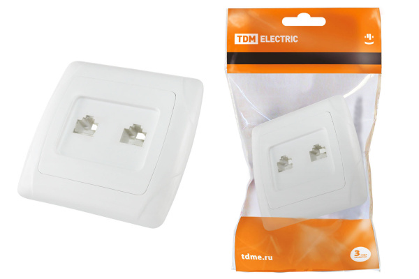 Розетка двойная телефонная RJ11 белая "Онега" TDM Розетка двойная телефонная RJ11 белая "Онега" TDM