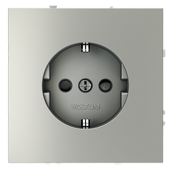 Розетка встраиваемая Voltum S70 с заземлением и защитными шторками, 16А, (сталь)