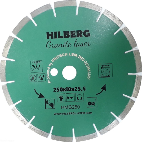 Диск алмазный отрезной 250*32/25,4*10 Гранит Лазер HMG250 Hilberg