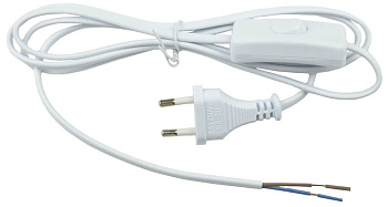 Сетевой шнур с вилкой и включателем. 2А, 500Вт, 1,7м. белый Uniel