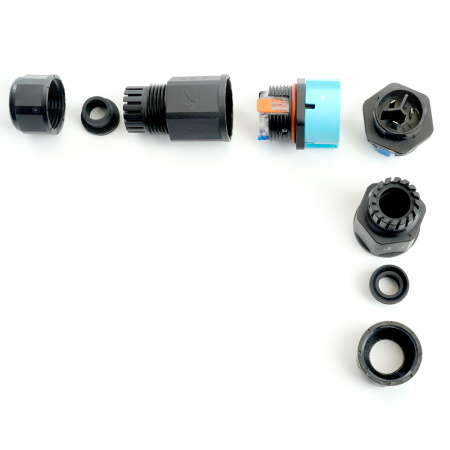 Соединитель-коннектор LD540 разъемный с замком 3-контактный, с пружинным контактом IP68, черный STEKKER