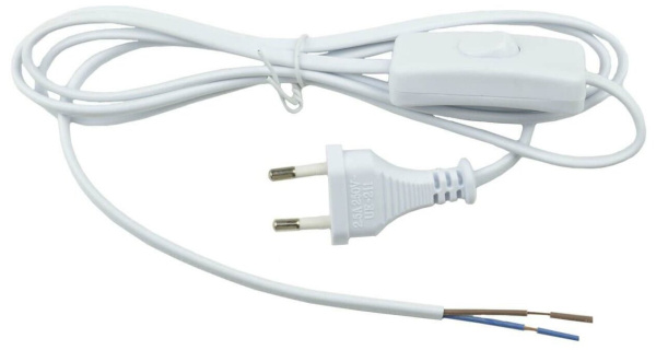 Сетевой шнур с вилкой и включателем. 2А, 500Вт, 1,7м. белый Uniel