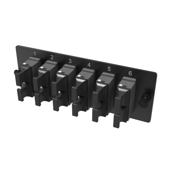 Адаптерная планка с установленными 12xMTP адаптерами (aligned key)(цвет адаптера - серый), OM4, 1 HU DKC