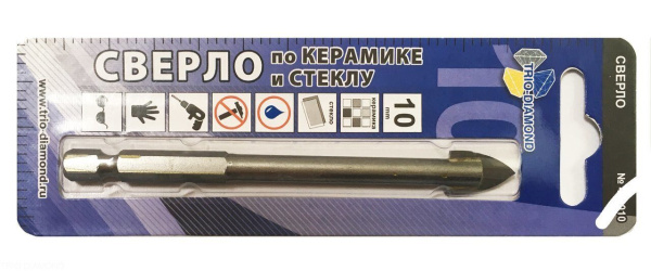 Сверло по керамике и стеклу 10мм 430010 Trio-Diamond