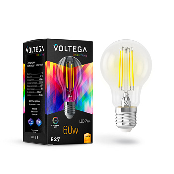 Лампа св/д E27 7Вт 2800K Прозрачный General purpose bulb E27 7W High CRI 7154 Voltega